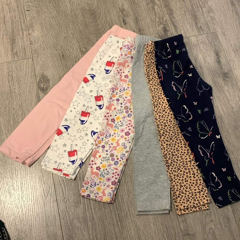 Lot of 6 Pairs Cotton Leggings sz 3-4 like new
